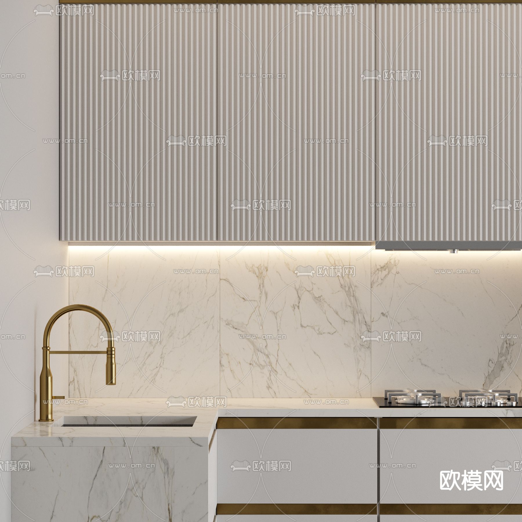 轻奢厨房 橱柜3d模型