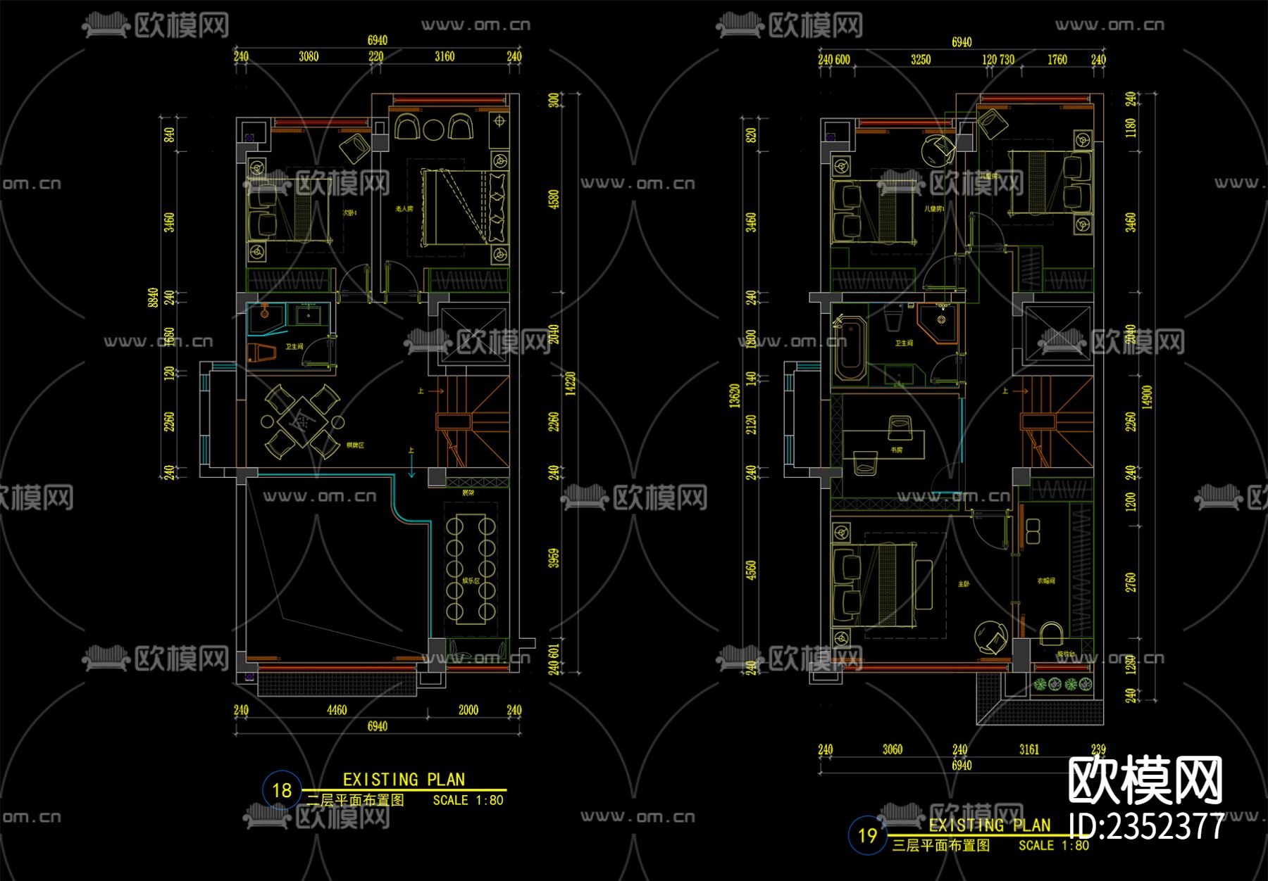 现代轻奢别墅cad施工图下载（渲染图5）