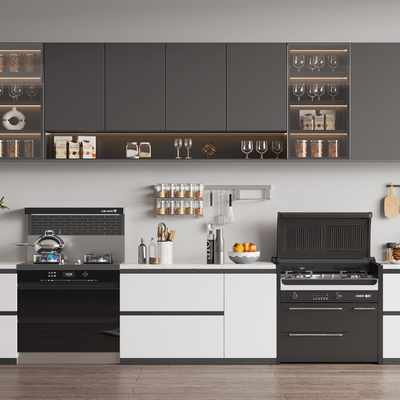  现代橱柜 集成灶su模型 