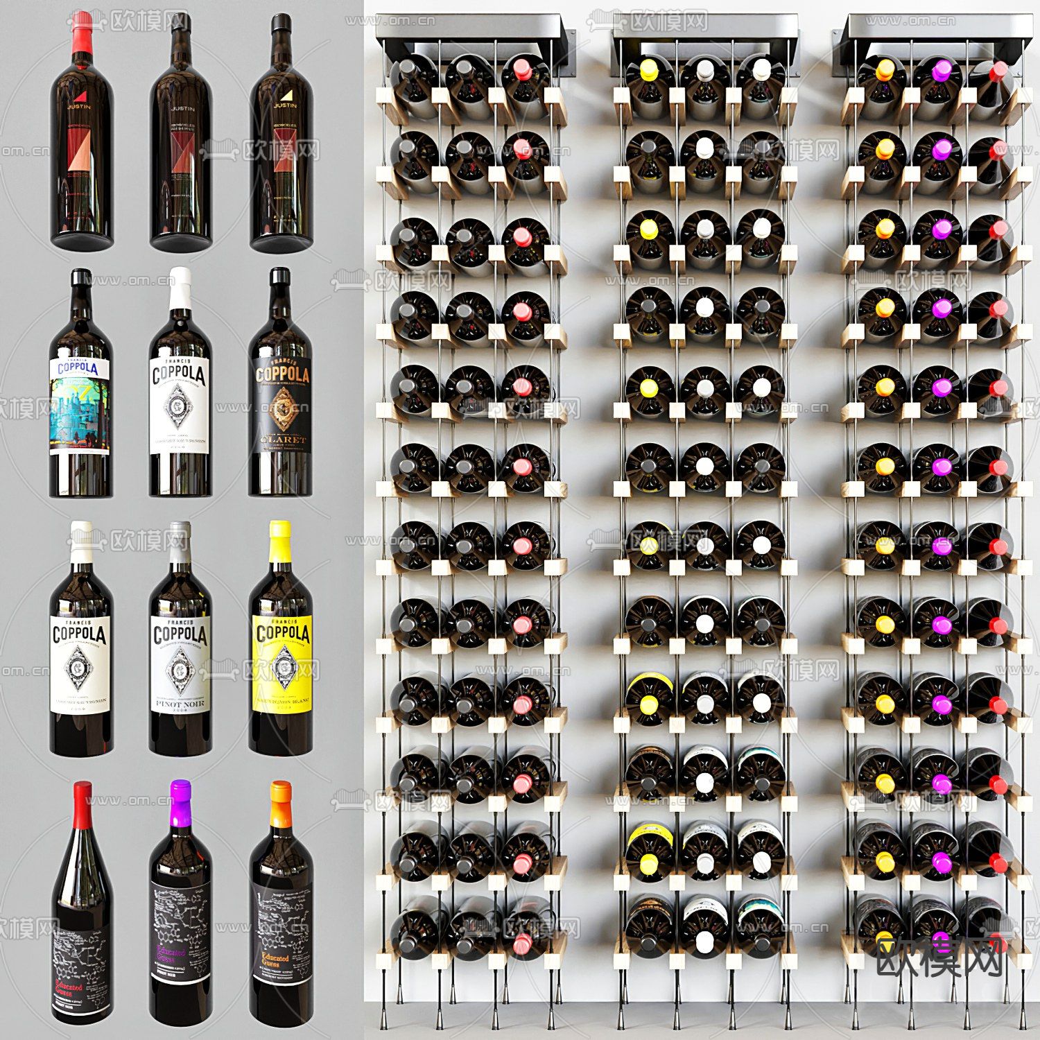 红酒 洋酒 酒架3d模型下载