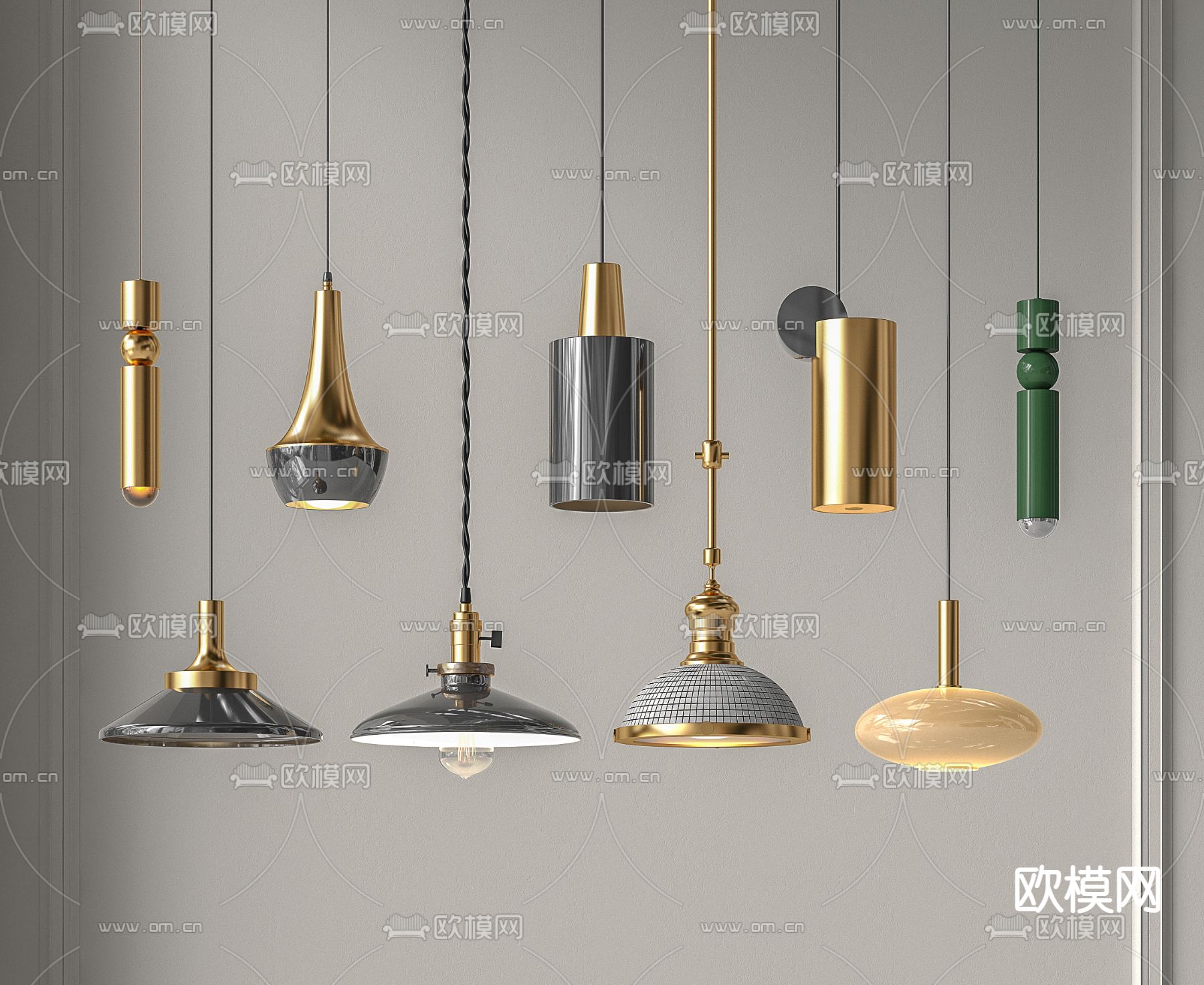 现代轻奢吊灯su模型下载（渲染图1）