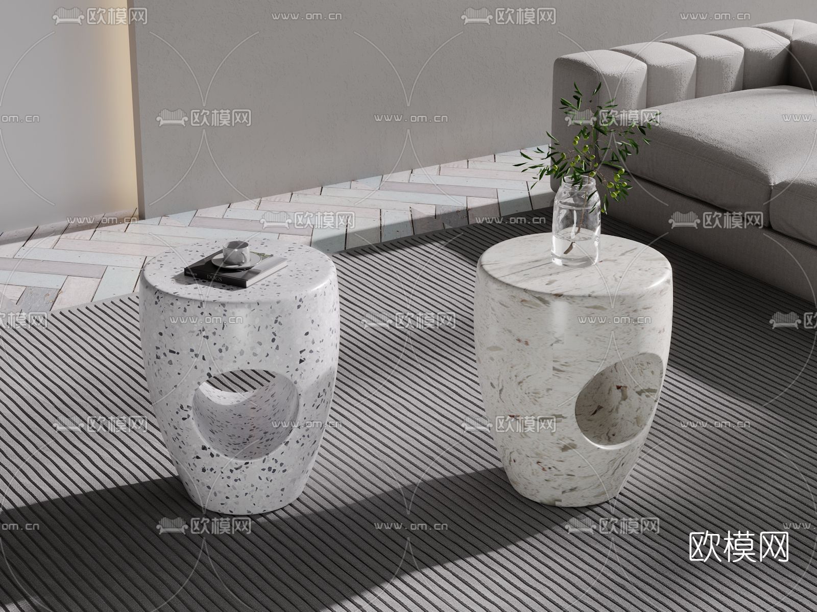 北欧圆几 边几3d模型下载