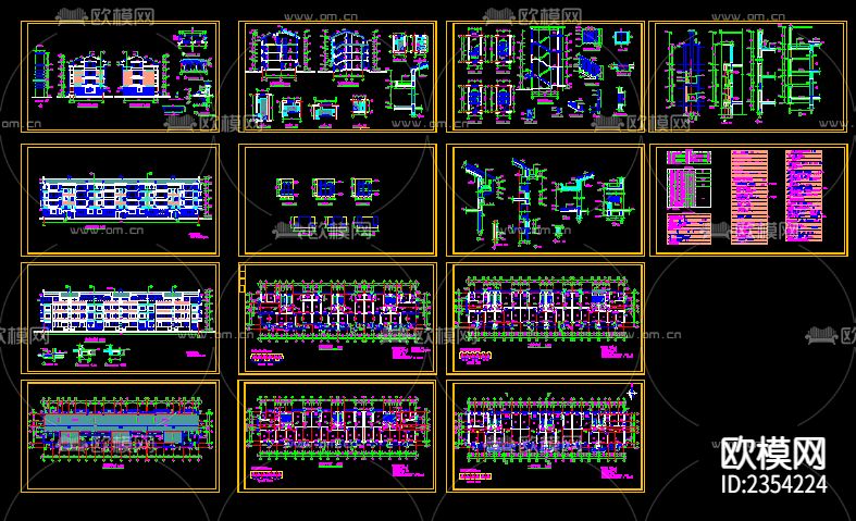 小区多层住宅楼建筑CAD施工图下载（渲染图1）