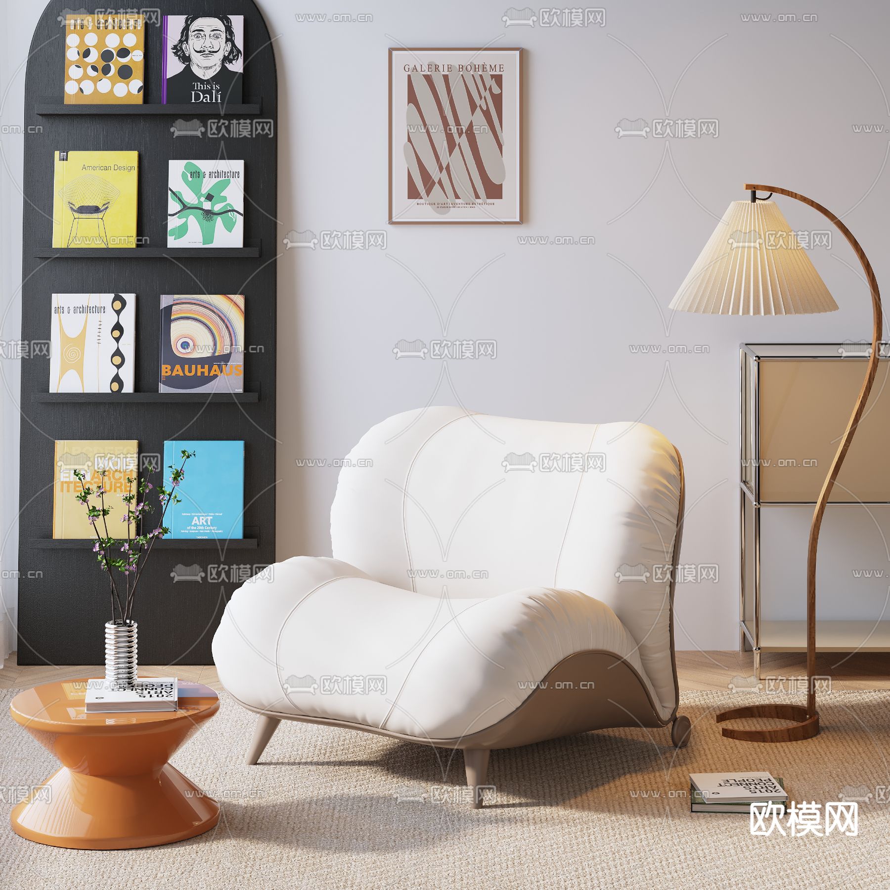 白色单人沙发 休闲沙发3d模型下载