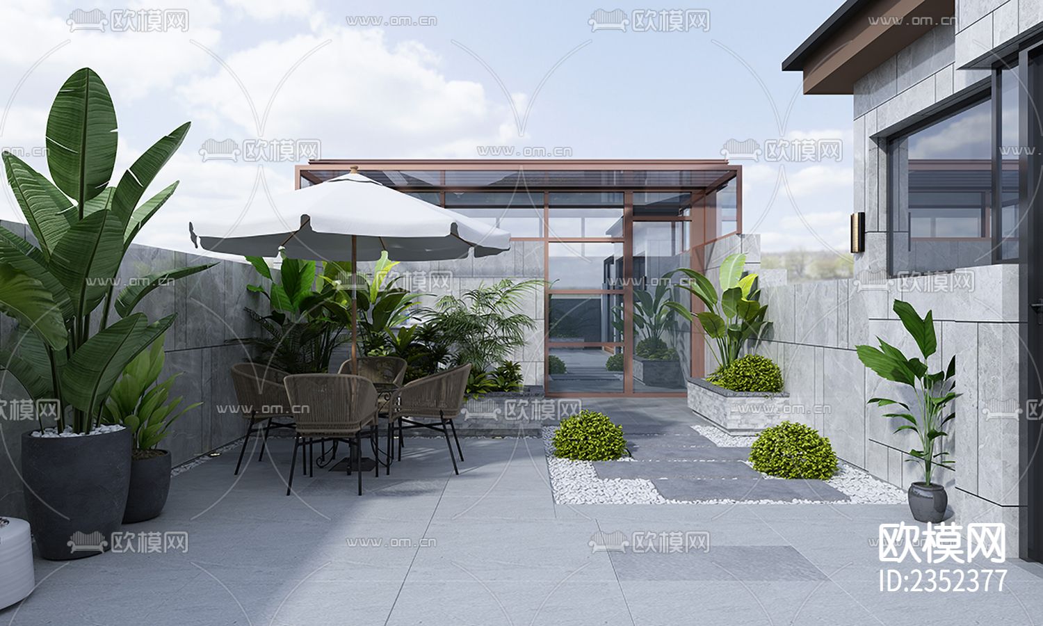 现代轻奢别墅cad施工图下载（渲染图4）