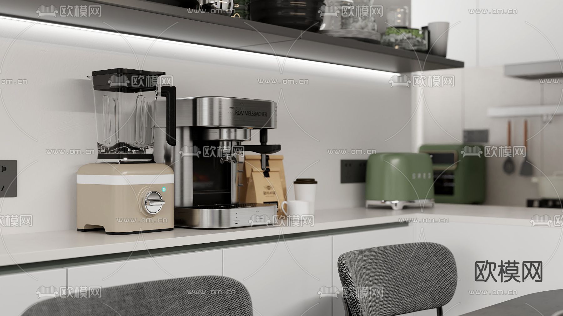 单身公寓 客餐厅3d模型下载（渲染图2）