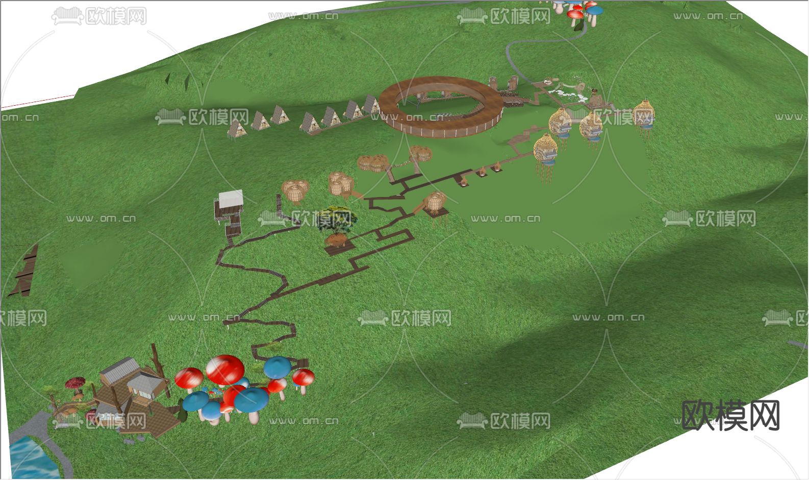 森林木屋 奇幻森林主题度假区su模型下载（渲染图6）