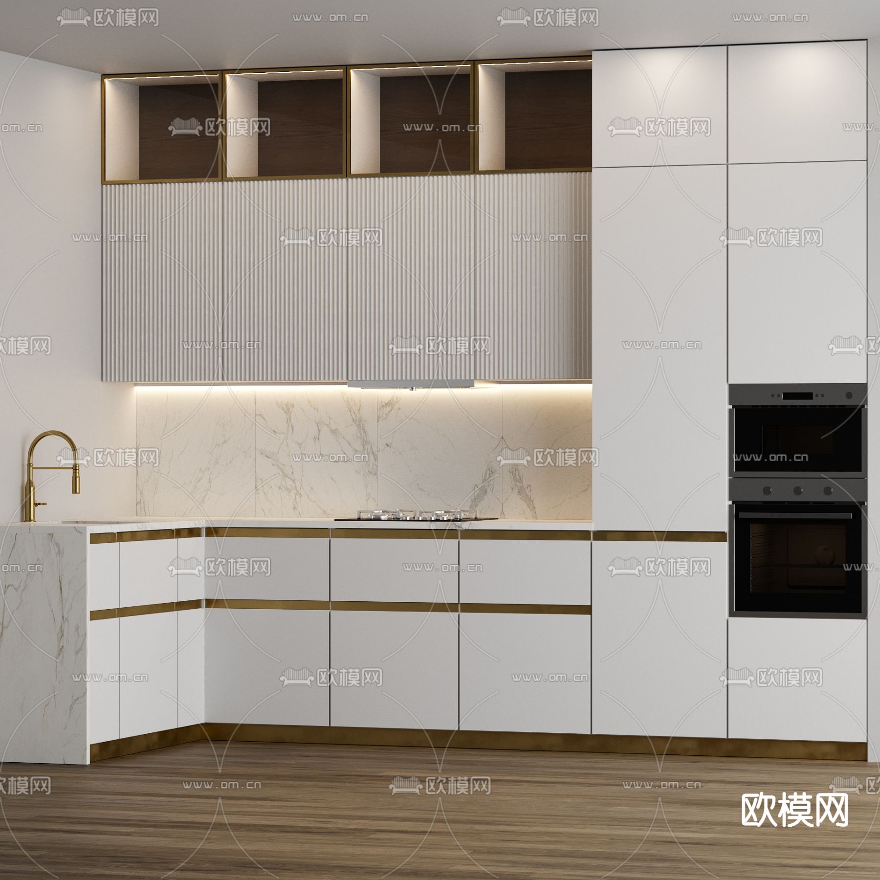 轻奢厨房 橱柜3d模型