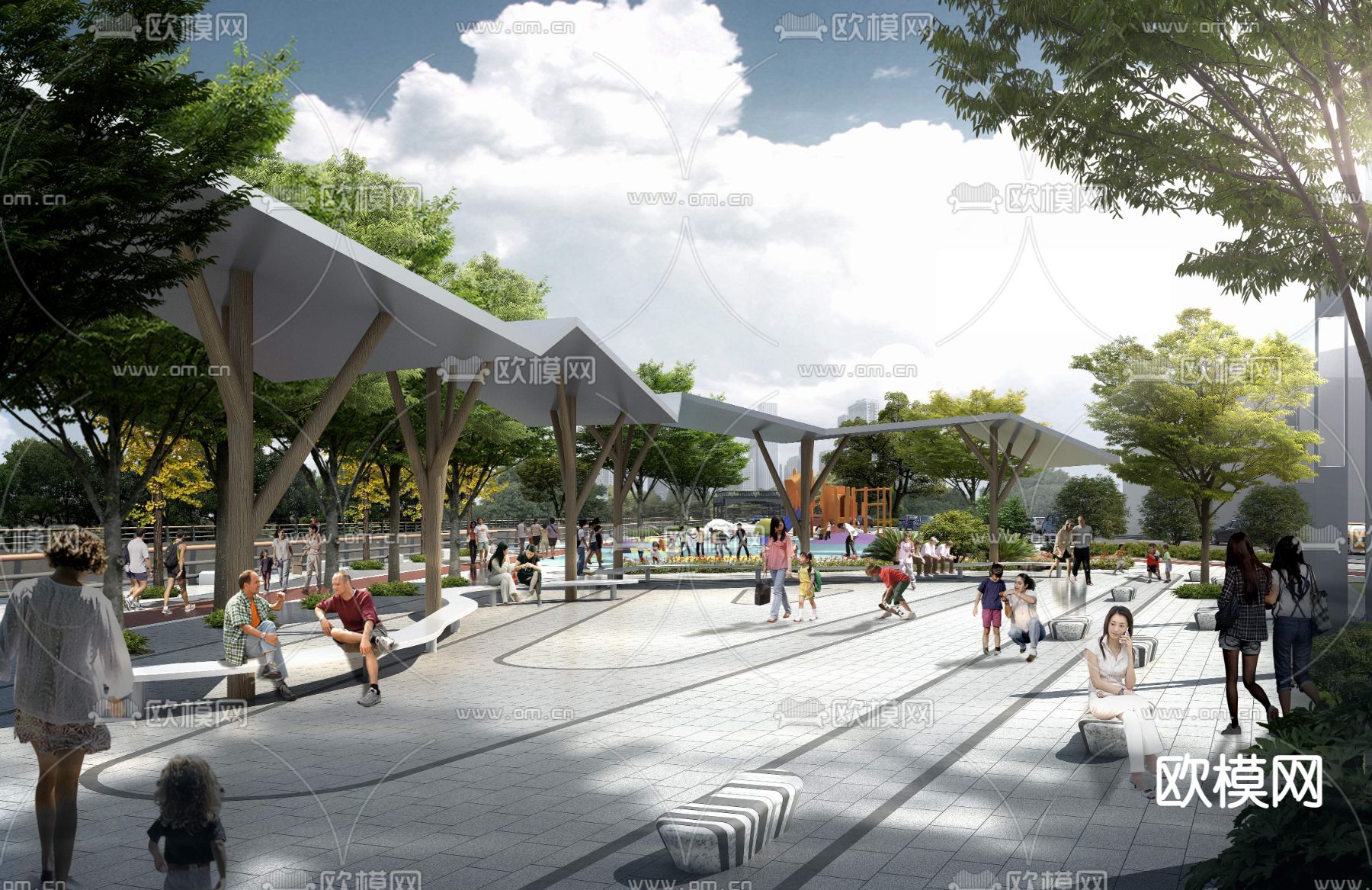 现代公园休闲区psd下载