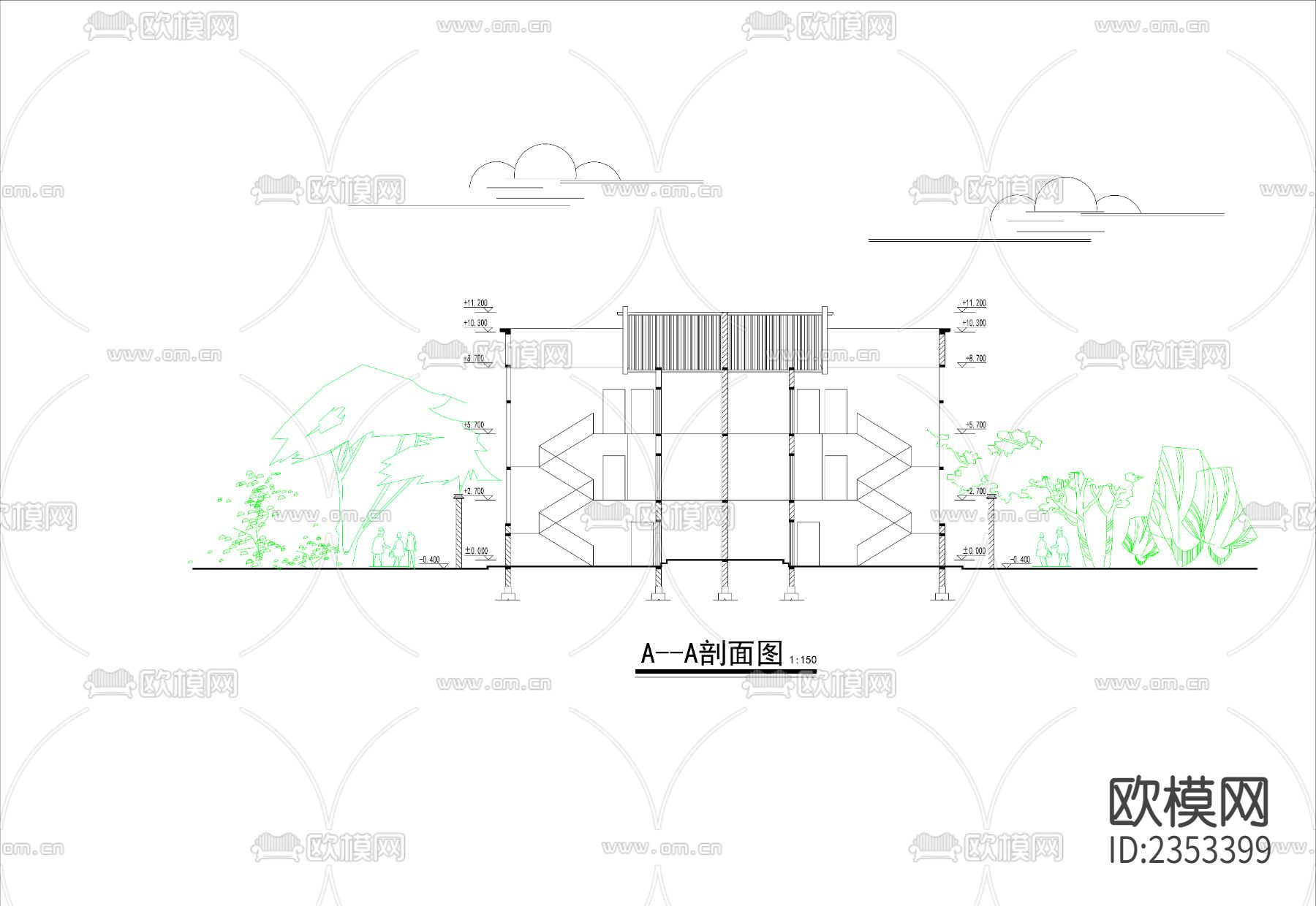 别墅cad建筑立面图-免费3dmax模型库-欧模网