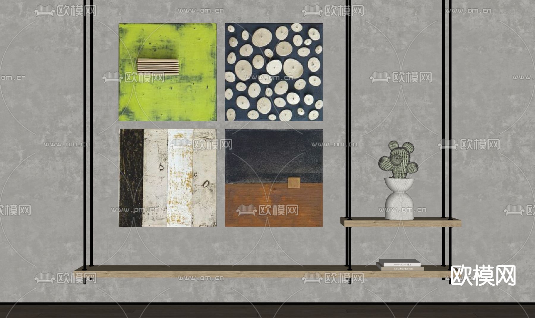 现代抽象挂画su模型