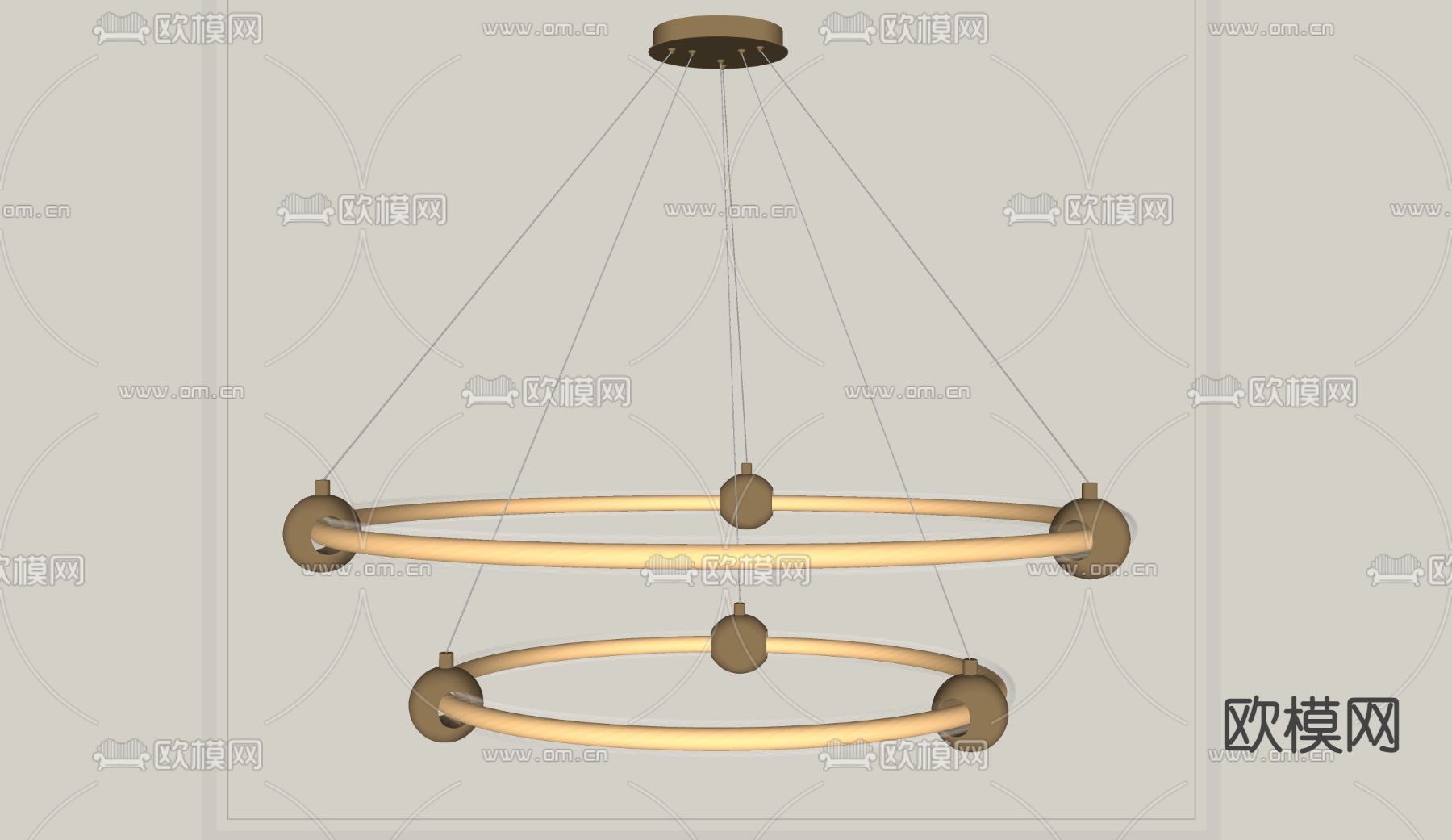 现代金属吊灯su模型下载（渲染图2）