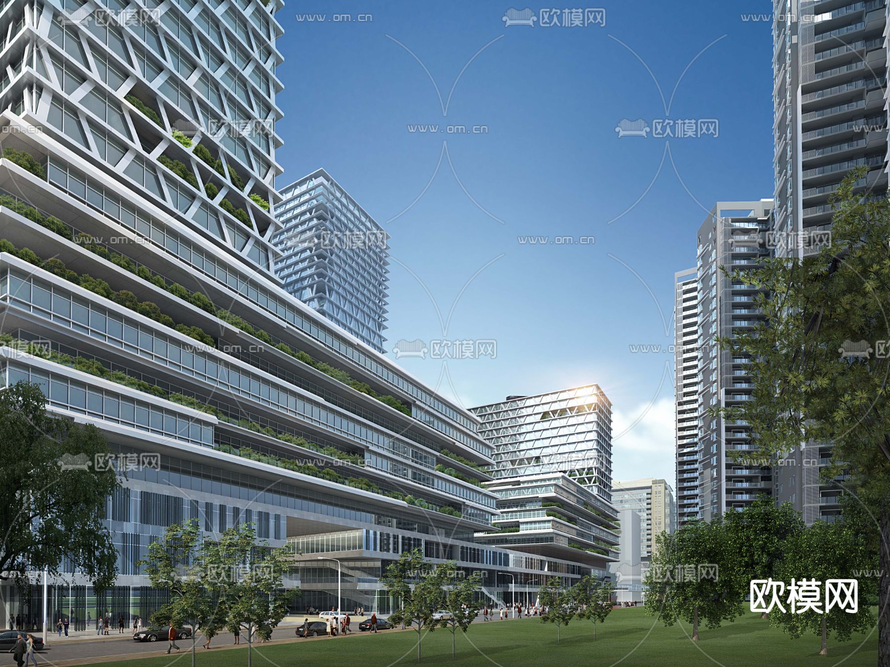 现代办公楼外观su模型