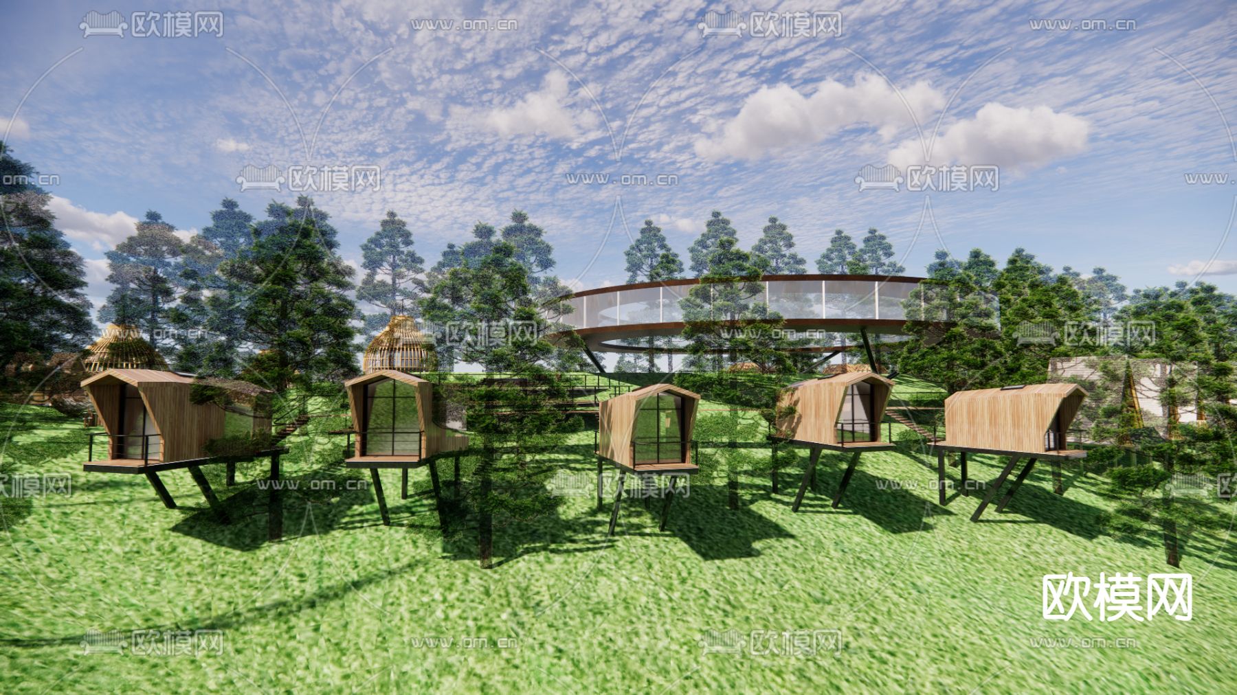 森林木屋 奇幻森林主题度假区su模型下载（渲染图4）