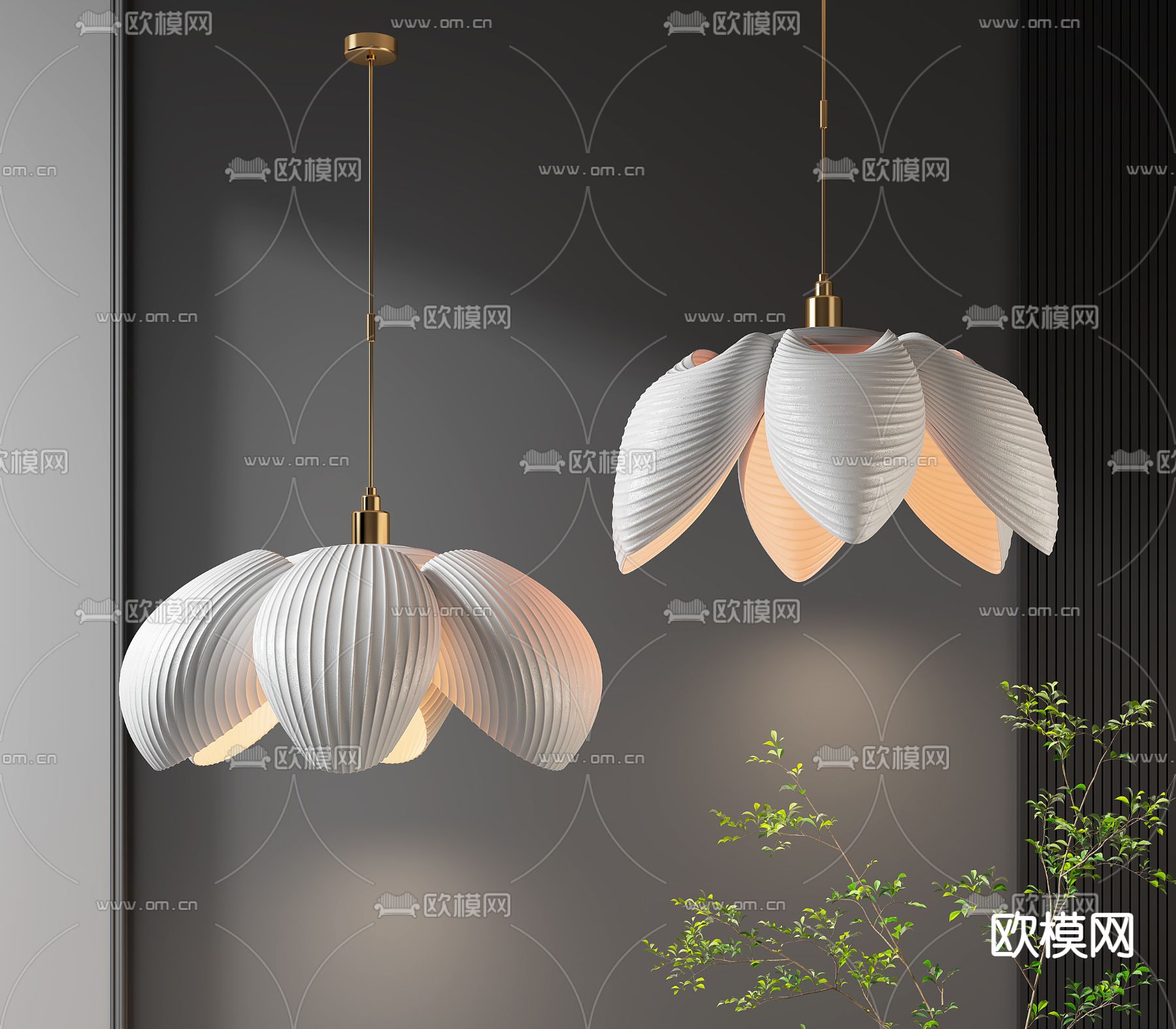 艺术吊灯 花卉吊灯3d模型下载