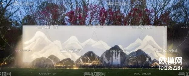 新中式大堂景观廊架cad施工图下载（渲染图3）