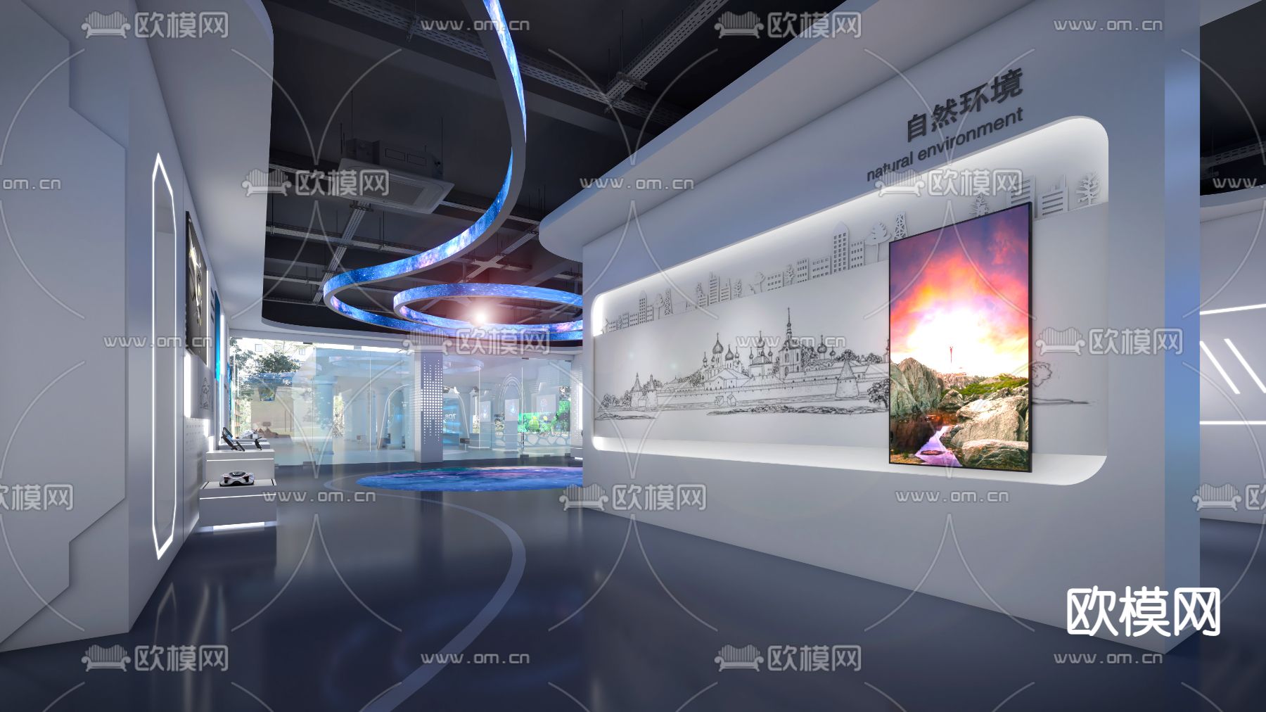 现代航天科技展厅su模型下载（渲染图2）