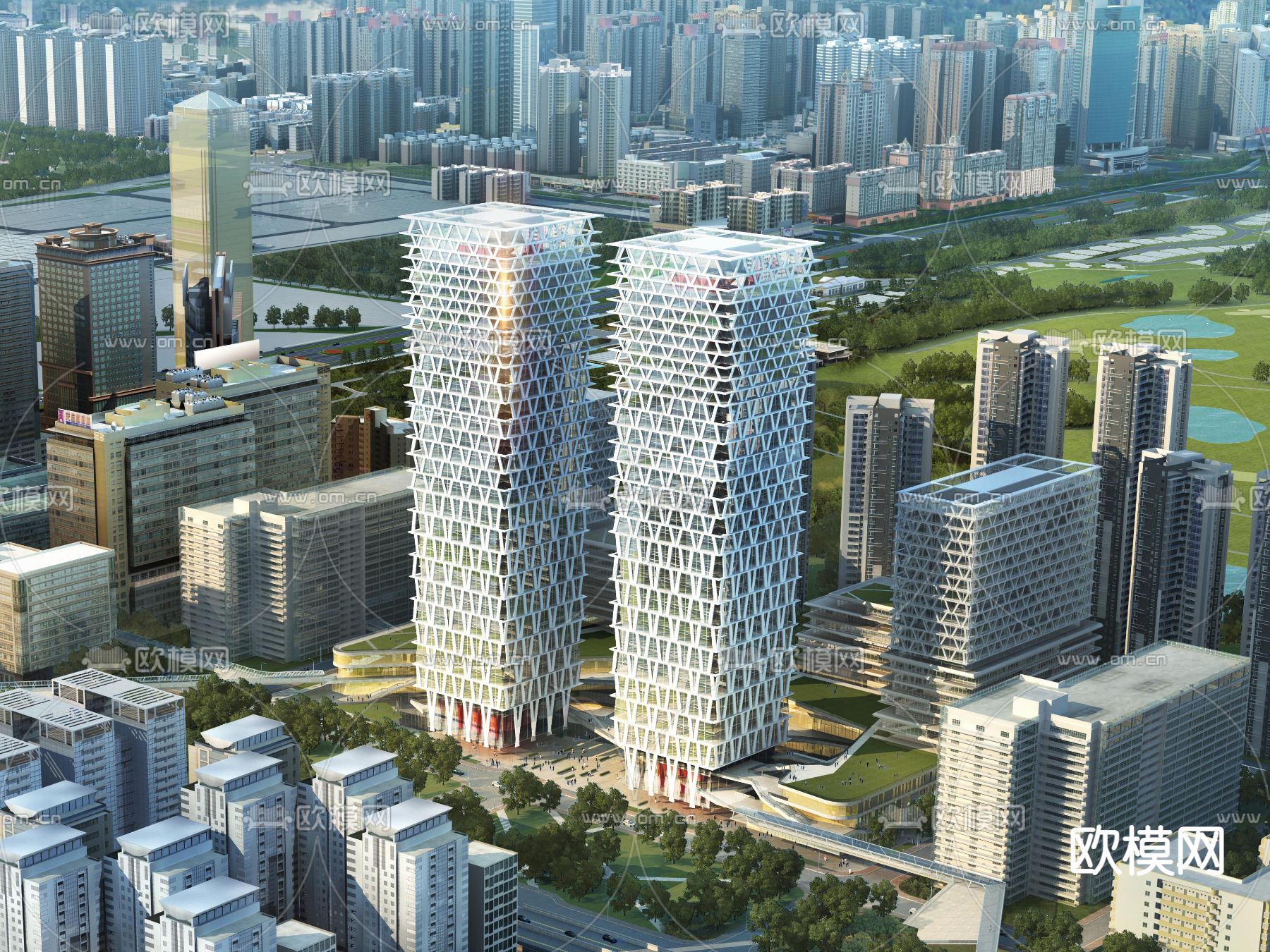 现代办公楼外观su模型