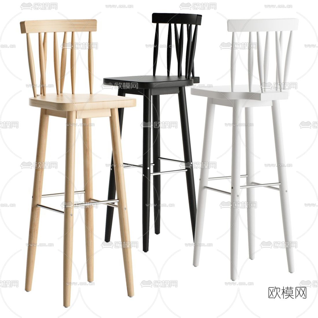 B&B italia 现代吧台椅3d模型下载（渲染图1）