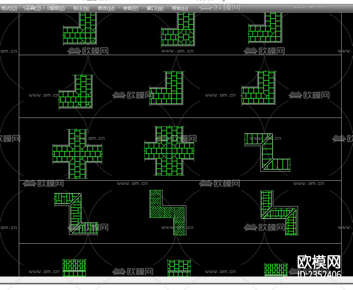 中式窗中式门窗花cad图库下载（渲染图5）