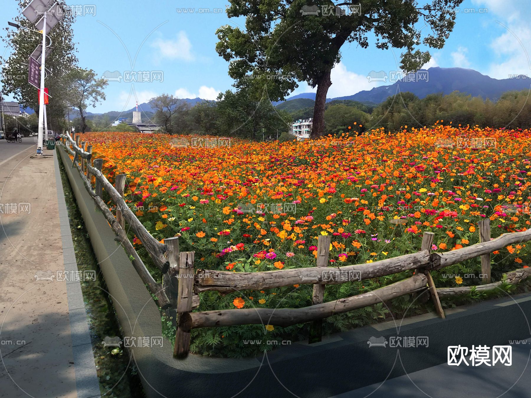 现代公园花卉花海psd下载