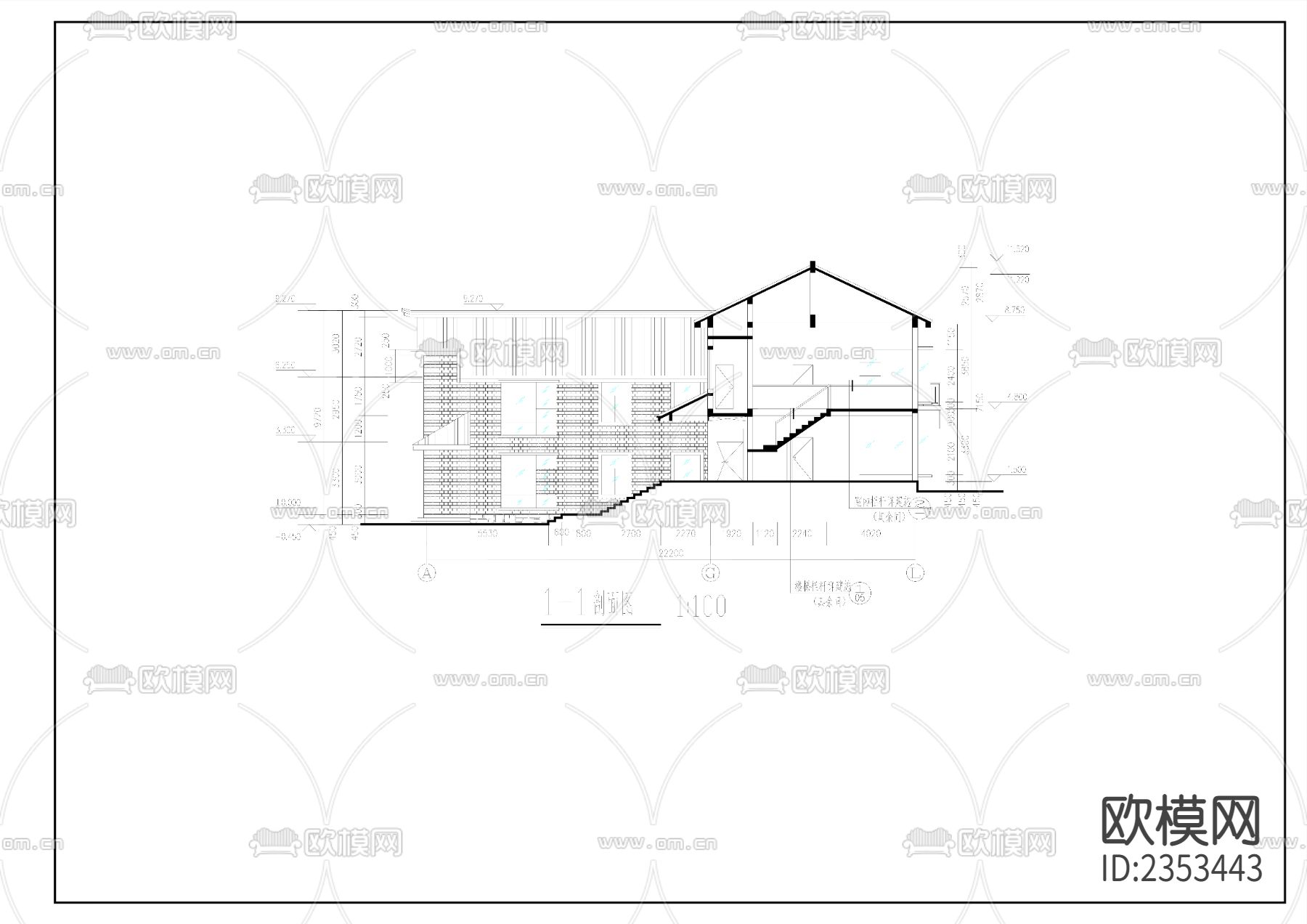 别墅cad施工图下载（渲染图1）