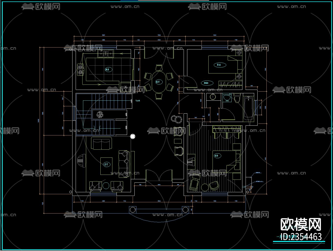 全套农村小别墅CAD施工图-免费3dmax模型库-欧模网