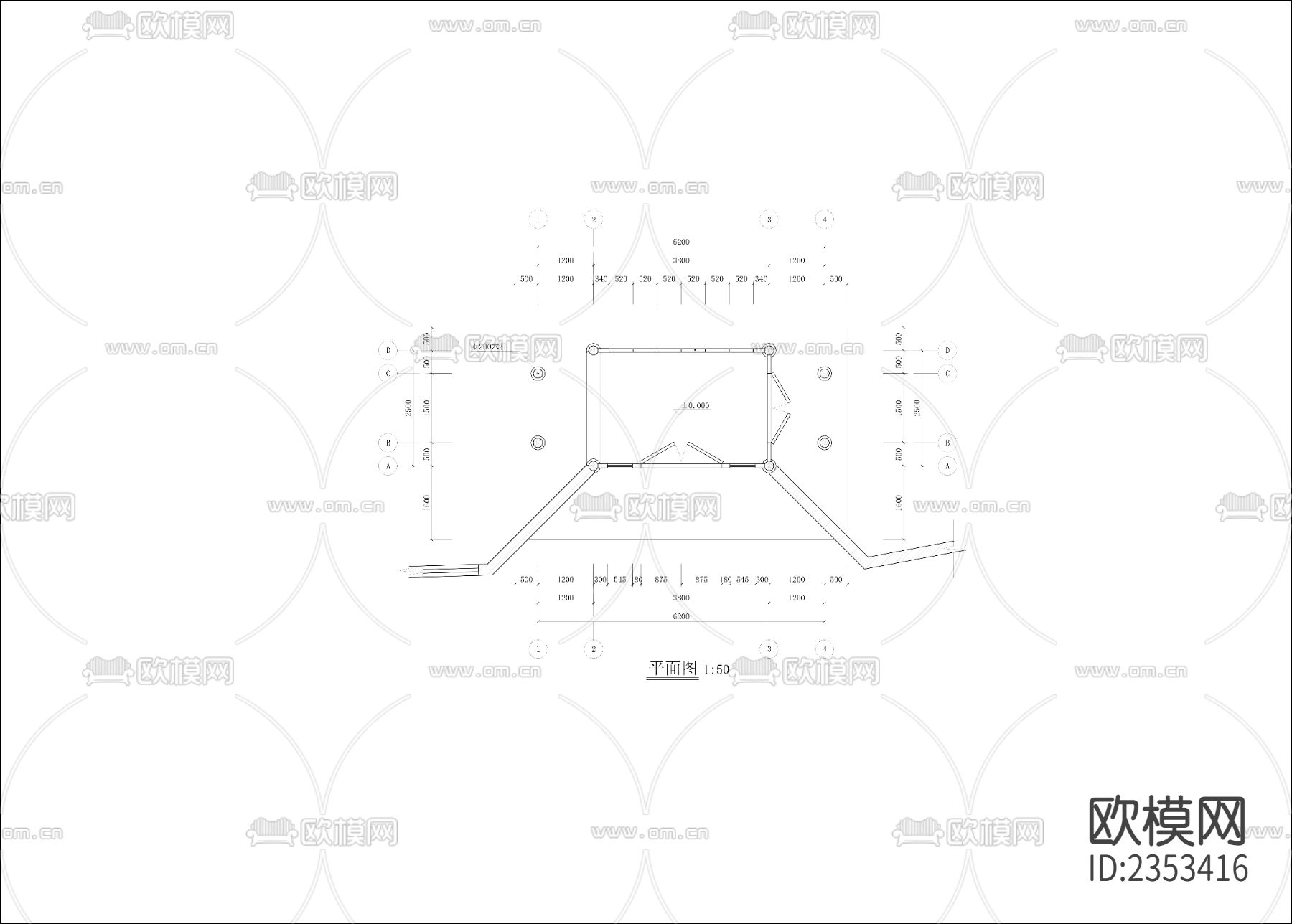 新中式门头cad施工图下载（渲染图2）