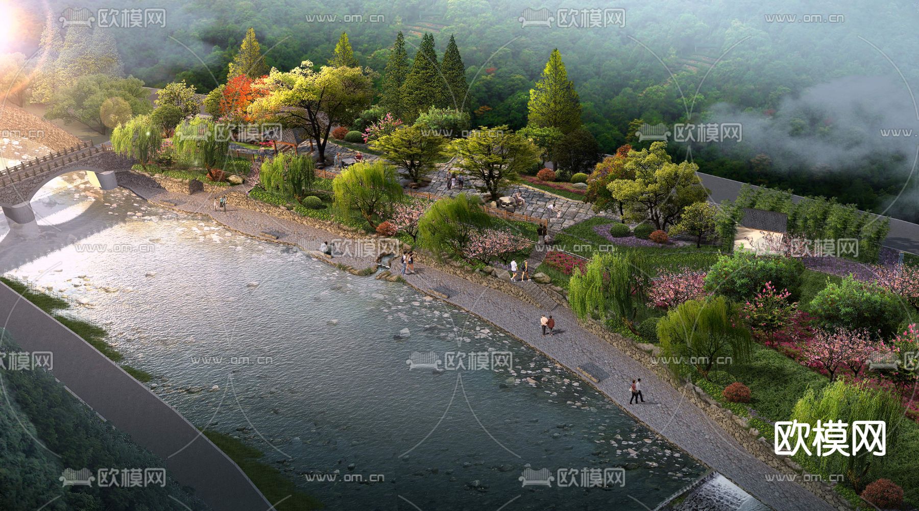 现代湿地公园鸟瞰psd下载