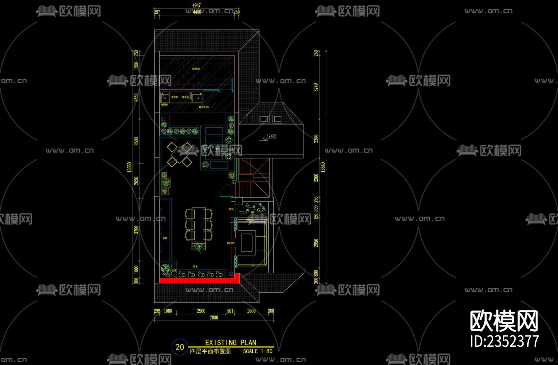 现代轻奢别墅cad施工图下载（渲染图9）