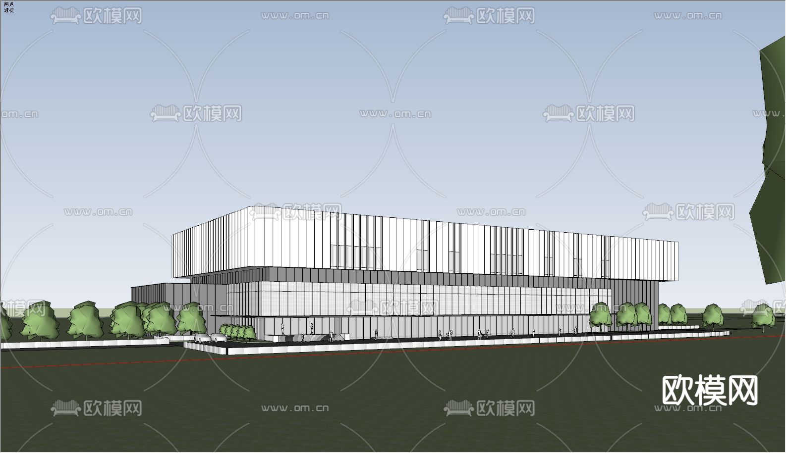 现代厂区办公楼外观su模型