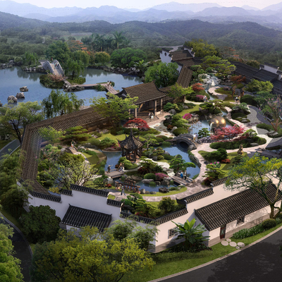 庭院花园鸟瞰psd