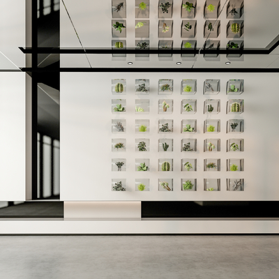  现代博物馆标本墙su模型 