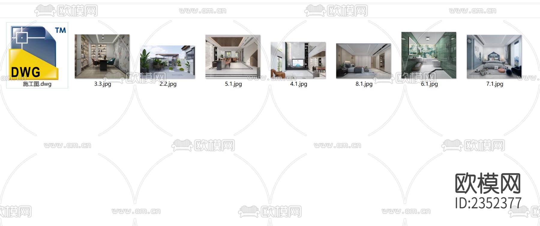 现代轻奢别墅cad施工图下载（渲染图10）