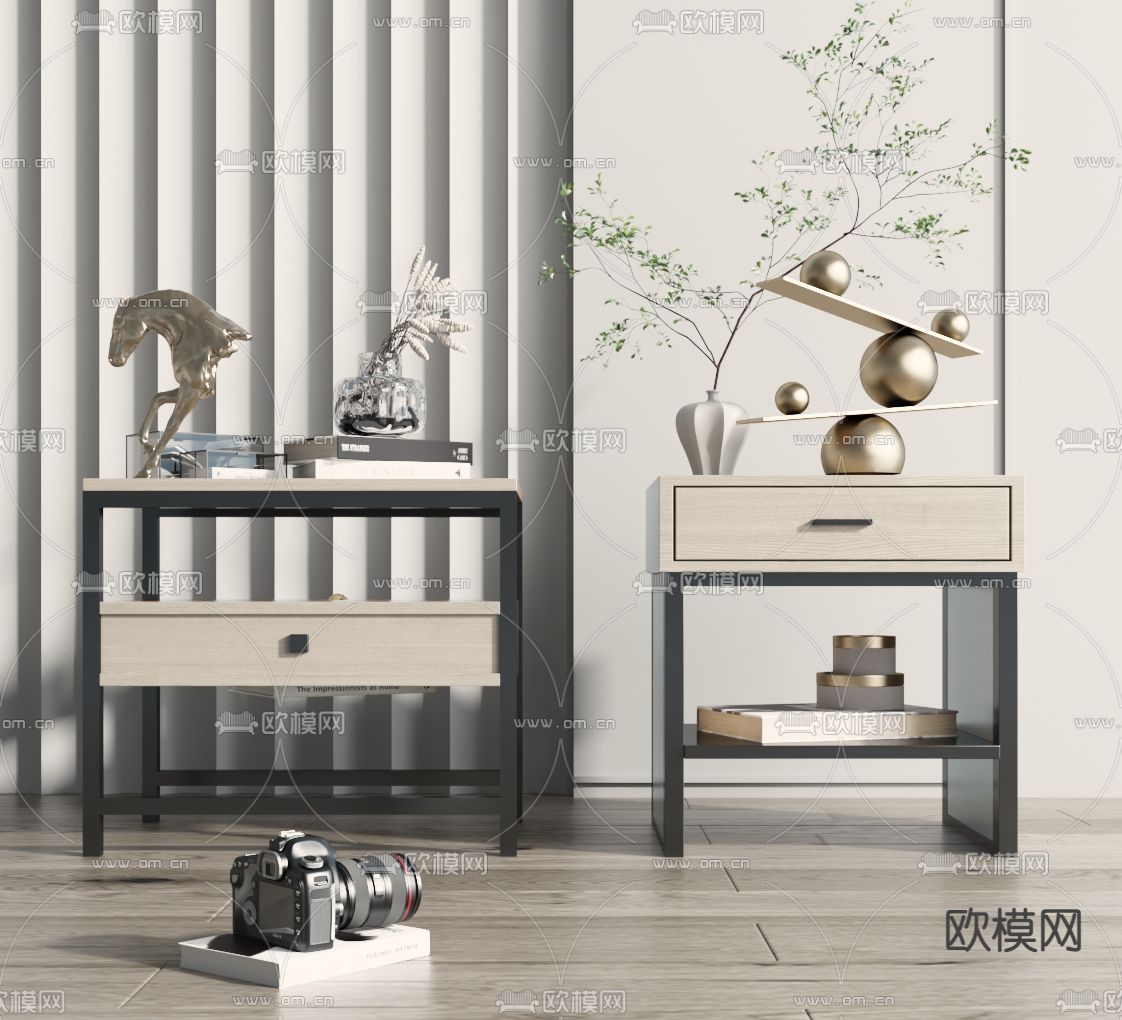 现代床头柜3d模型下载