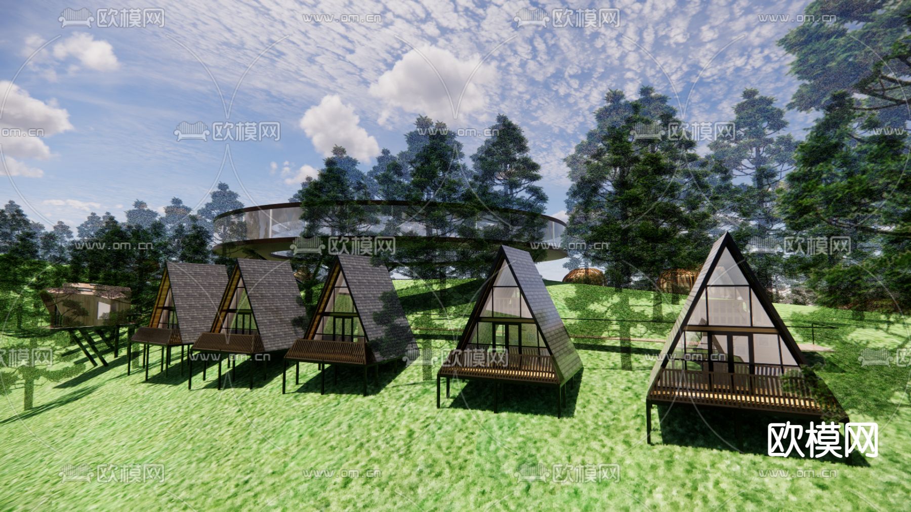 森林木屋 奇幻森林主题度假区su模型下载（渲染图5）