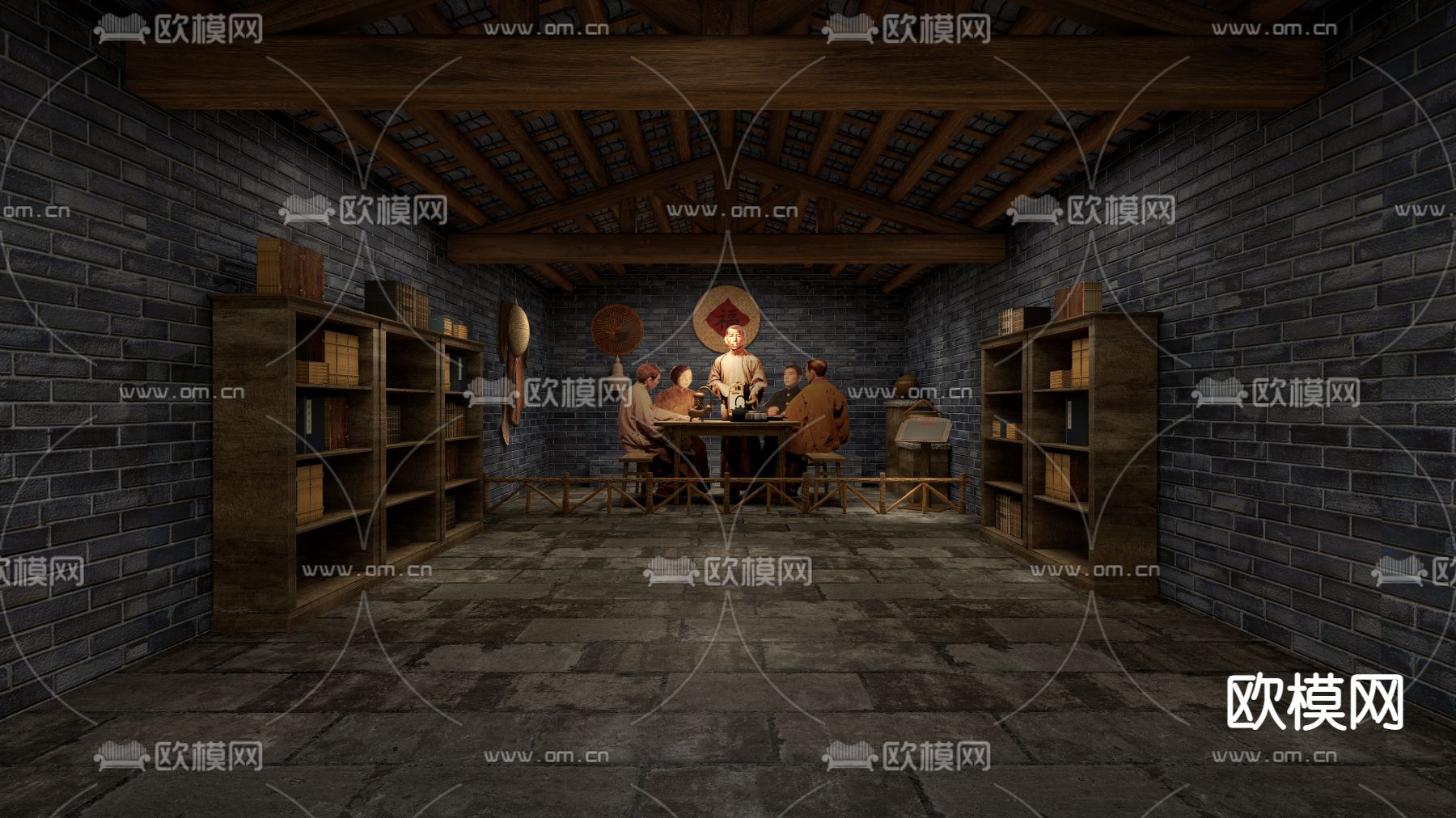 新中式博物馆su模型下载（渲染图1）