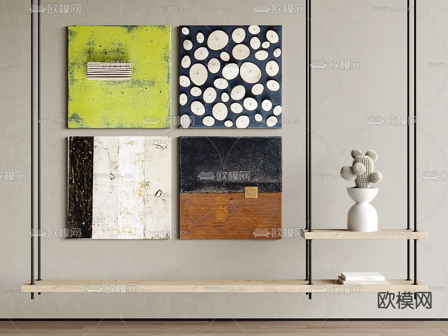 现代抽象挂画su模型