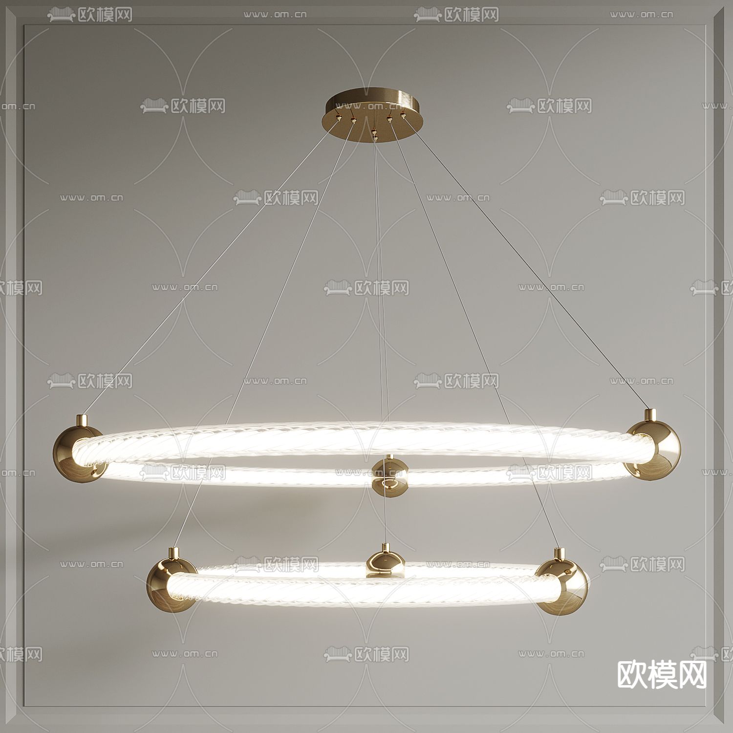 现代金属吊灯su模型下载（渲染图1）