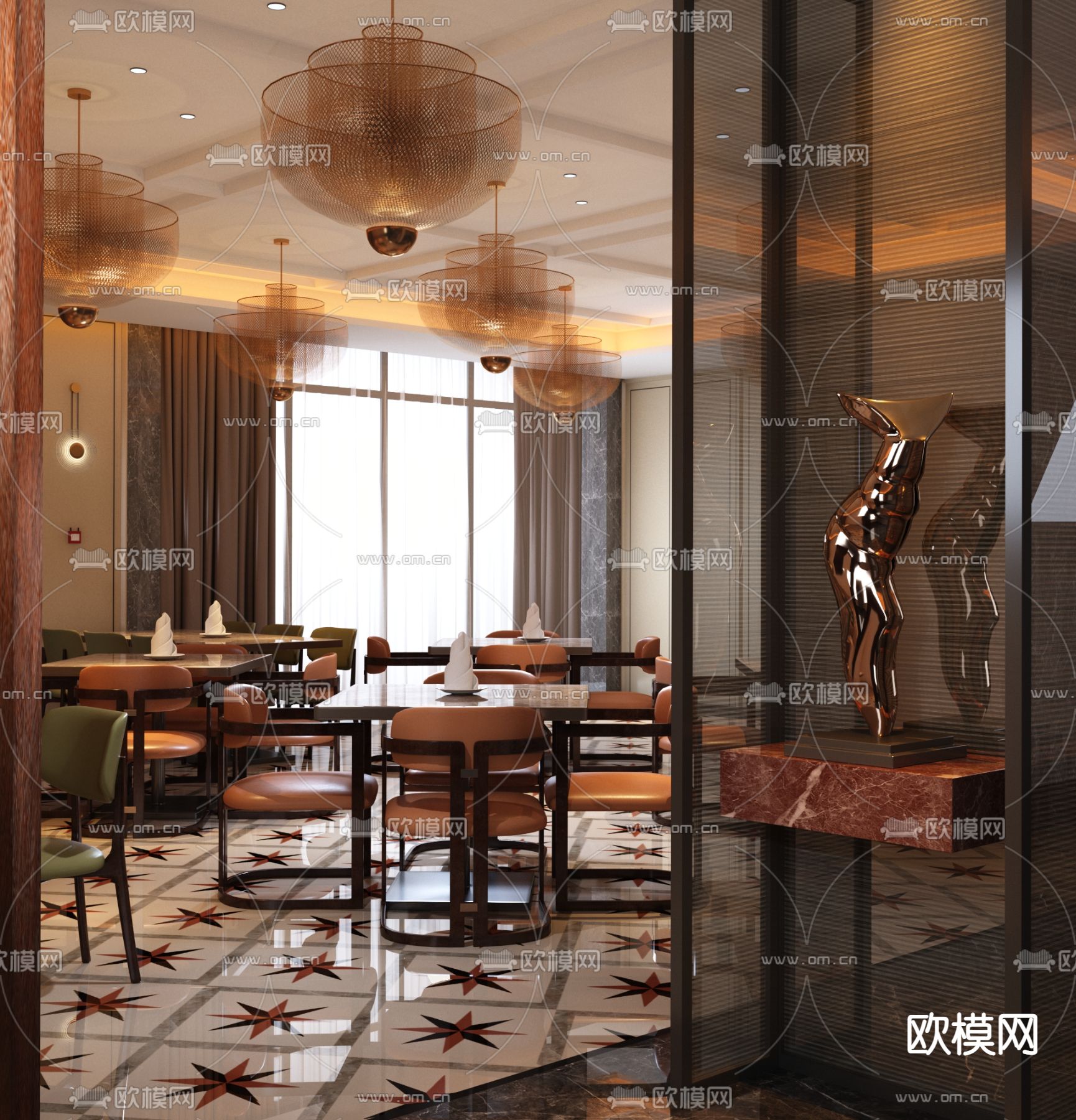 郑仕樑设计 简欧西餐厅3d模型下载_ID12196930_3dmax免费模型-欧模网
