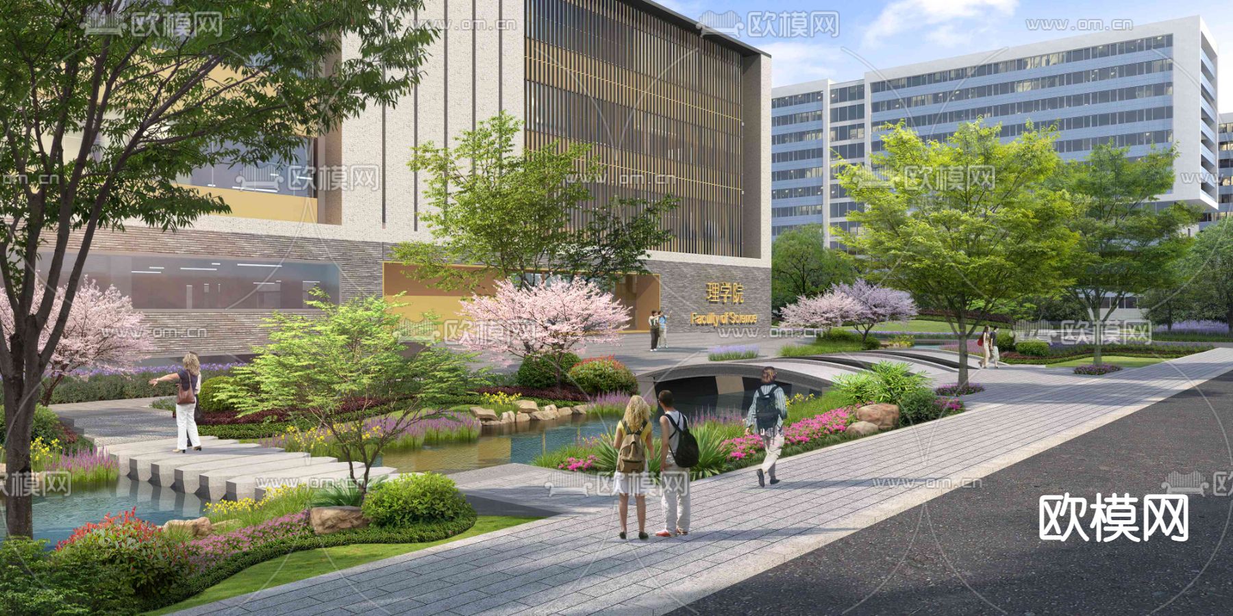 现代公园景观psd下载_ID12187312_3dmax免费模型-欧模网