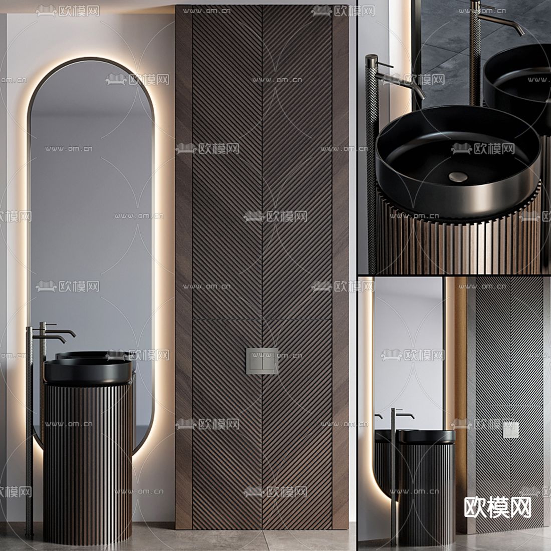 立柱洗手台 洗手盆3d模型