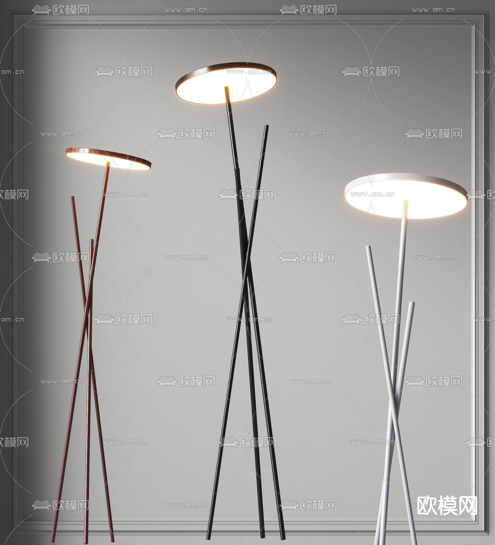 金属落地灯 三脚落地灯3d模型下载