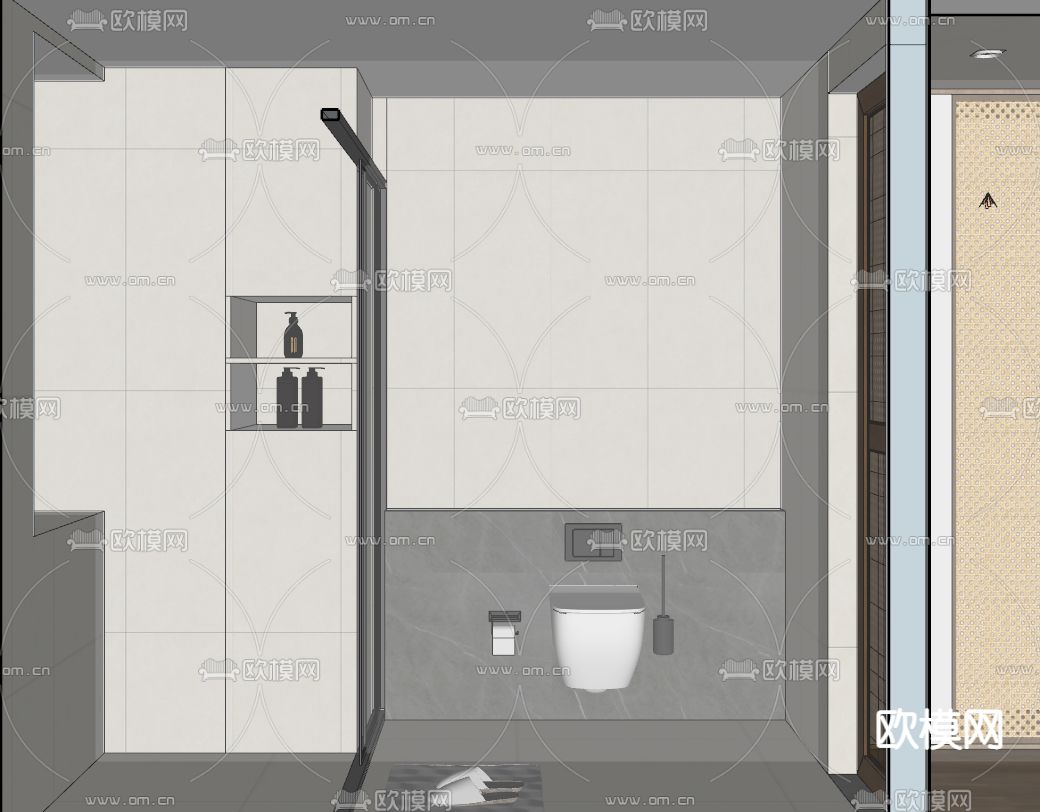现代卫生间浴室su模型下载（渲染图2）