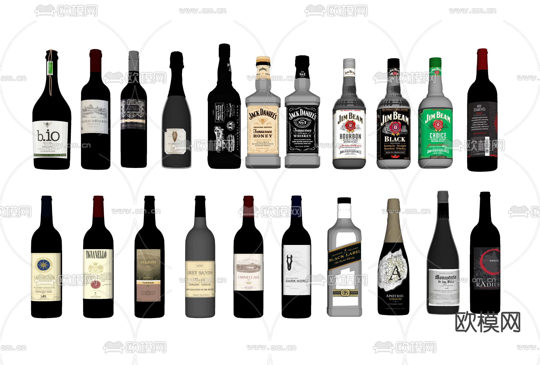 红酒 洋酒 酒瓶su模型下载