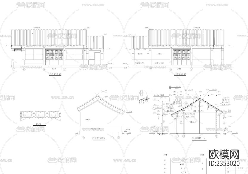 四合院建筑cad施工圖下載(渲染圖6)