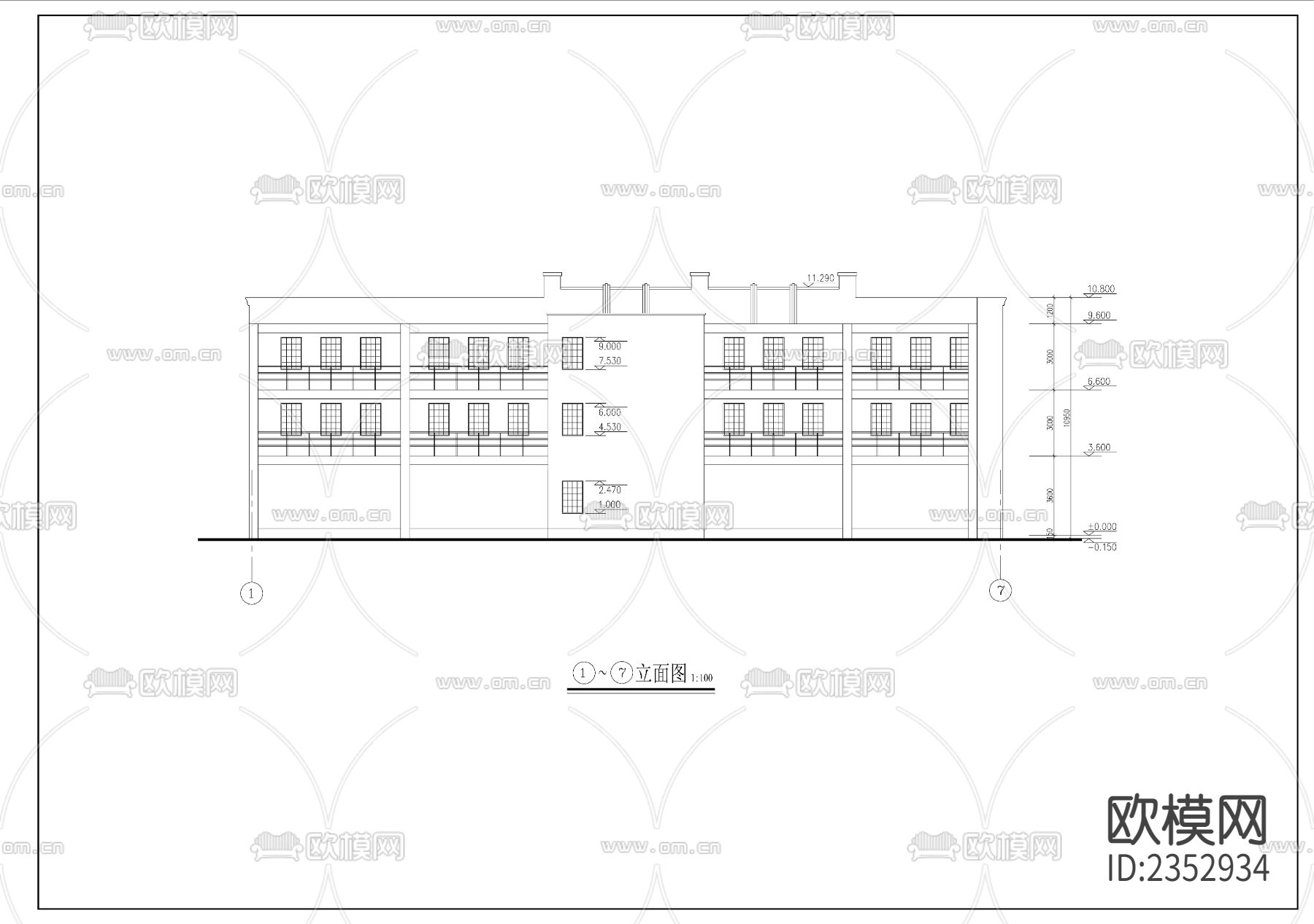商业铺面建筑CAD施工图下载（渲染图2）