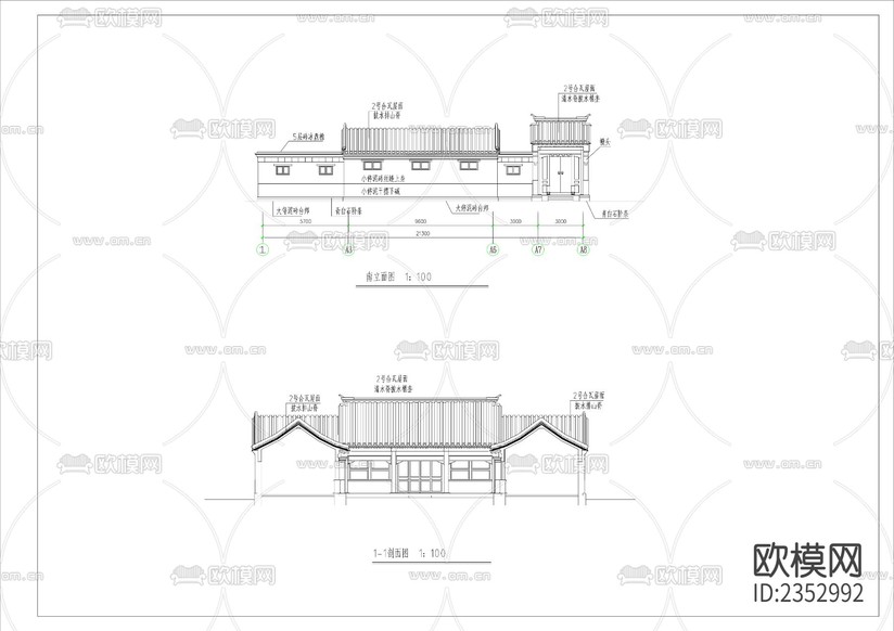 四合院建筑CAD施工圖下載(渲染圖1)
