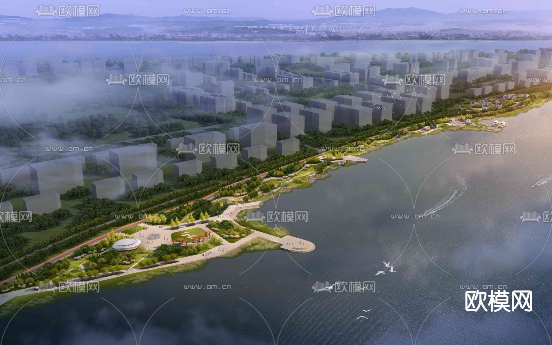现代园林景观鸟瞰psd下载_ID12187335_3dmax免费模型-欧模网