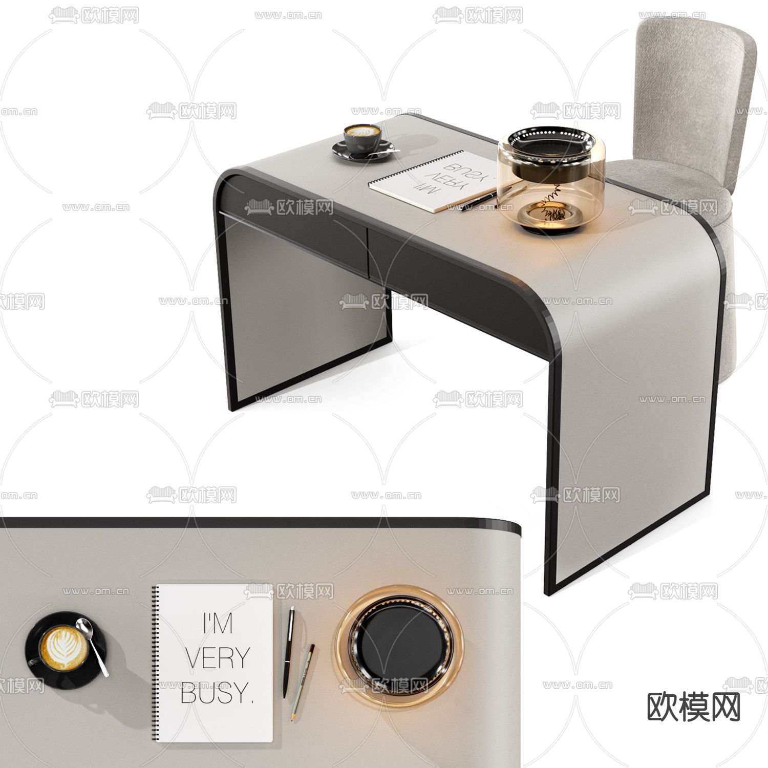 FENDI 书桌椅 写字台3d模型下载（渲染图3）